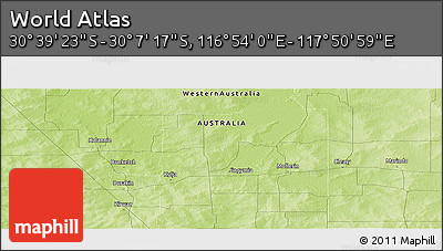 Physical Panoramic Map of the Area around 30° 23' 20" S, 117° 22' 30" E