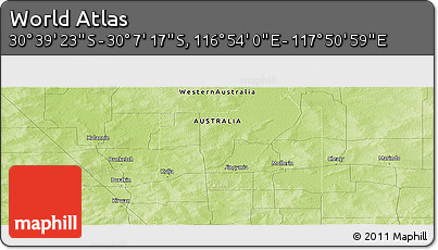 Physical Panoramic Map of the Area around 30° 23' 20" S, 117° 22' 30" E