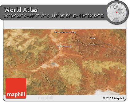 Satellite 3D Map of the Area around 30° 23' 20" S, 119° 4' 29" E