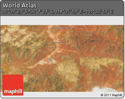 Satellite 3D Map of the Area around 30° 23' 20" S, 119° 4' 29" E