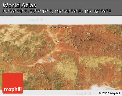 Satellite 3D Map of the Area around 30° 23' 20" S, 119° 4' 29" E