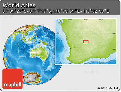 Physical Location Map of the Area around 30° 23' 20" S, 119° 4' 29" E