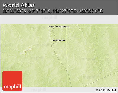 Physical 3D Map of the Area around 30° 23' 20" S, 119° 55' 30" E