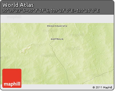 Physical 3D Map of the Area around 30° 23' 20" S, 119° 55' 30" E