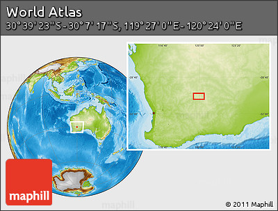 Physical Location Map of the Area around 30° 23' 20" S, 119° 55' 30" E