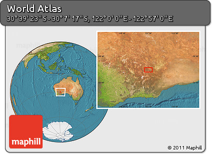 Satellite Location Map of the Area around 30° 23' 20" S, 122° 28' 29" E