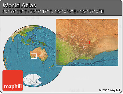 Satellite Location Map of the Area around 30° 23' 20" S, 122° 28' 29" E