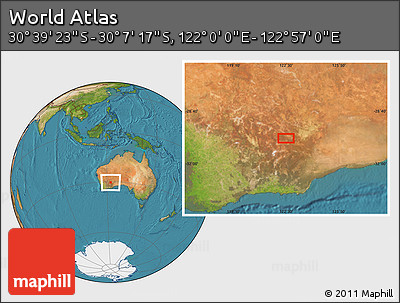 Satellite Location Map of the Area around 30° 23' 20" S, 122° 28' 29" E