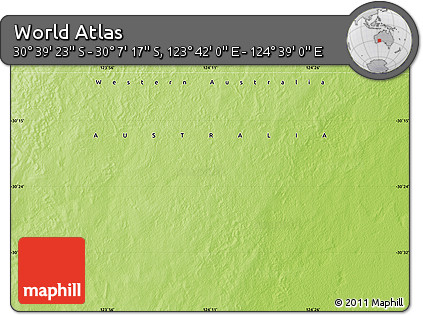 Physical Map of the Area around 30° 23' 20" S, 124° 10' 30" E