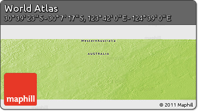 Physical Panoramic Map of the Area around 30° 23' 20" S, 124° 10' 30" E