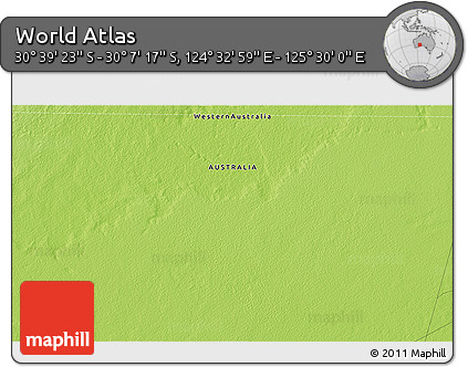 Physical 3D Map of the Area around 30° 23' 20" S, 125° 1' 30" E