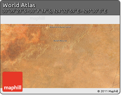 Satellite 3D Map of the Area around 30° 23' 20" S, 125° 1' 30" E