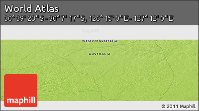 Physical Panoramic Map of the Area around 30° 23' 20" S, 126° 43' 29" E