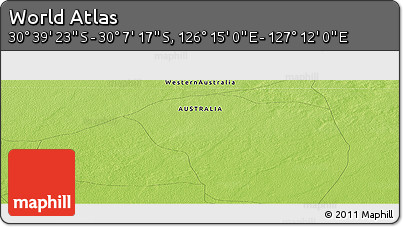 Physical Panoramic Map of the Area around 30° 23' 20" S, 126° 43' 29" E