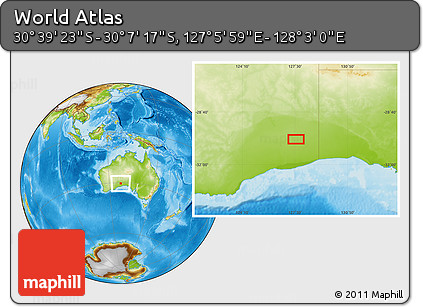Physical Location Map of the Area around 30° 23' 20" S, 127° 34' 30" E
