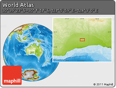 Physical Location Map of the Area around 30° 23' 20" S, 127° 34' 30" E
