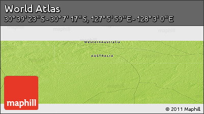 Physical Panoramic Map of the Area around 30° 23' 20" S, 127° 34' 30" E