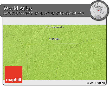 Physical 3D Map of the Area around 30° 23' 20" S, 128° 25' 30" E