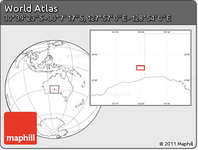 Blank Location Map of the Area around 30° 23' 20" S, 128° 25' 30" E