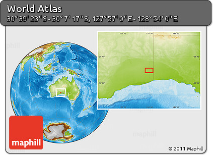 Physical Location Map of the Area around 30° 23' 20" S, 128° 25' 30" E