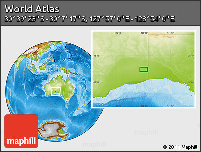 Physical Location Map of the Area around 30° 23' 20" S, 128° 25' 30" E