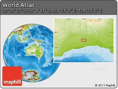 Physical Location Map of the Area around 30° 23' 20" S, 128° 25' 30" E