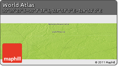 Physical Panoramic Map of the Area around 30° 23' 20" S, 128° 25' 30" E