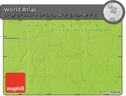 Physical Map of the Area around 30° 23' 20" S, 129° 16' 30" E