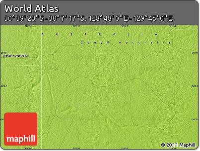 Physical Map of the Area around 30° 23' 20" S, 129° 16' 30" E