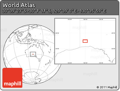 Blank Location Map of the Area around 30° 23' 20" S, 130° 7' 30" E