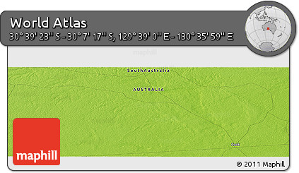 Physical Panoramic Map of the Area around 30° 23' 20" S, 130° 7' 30" E