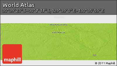 Physical Panoramic Map of the Area around 30° 23' 20" S, 130° 7' 30" E