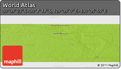 Physical Panoramic Map of the Area around 30° 23' 20" S, 130° 7' 30" E