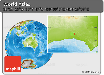 Physical Location Map of the Area around 30° 23' 20" S, 130° 58' 29" E