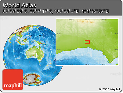 Physical Location Map of the Area around 30° 23' 20" S, 130° 58' 29" E