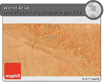 Satellite 3D Map of the Area around 30° 23' 20" S, 131° 49' 29" E