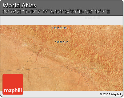 Satellite 3D Map of the Area around 30° 23' 20" S, 131° 49' 29" E