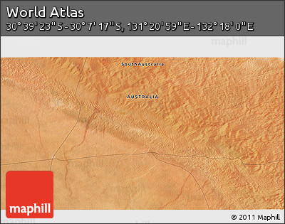 Satellite 3D Map of the Area around 30° 23' 20" S, 131° 49' 29" E