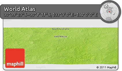 Physical Panoramic Map of the Area around 30° 23' 20" S, 133° 31' 30" E