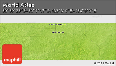 Physical Panoramic Map of the Area around 30° 23' 20" S, 133° 31' 30" E