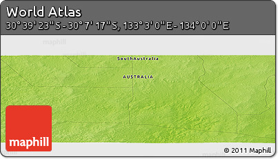 Physical Panoramic Map of the Area around 30° 23' 20" S, 133° 31' 30" E