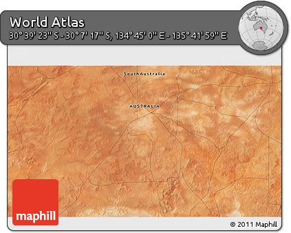 Satellite 3D Map of the Area around 30° 23' 20" S, 135° 13' 29" E