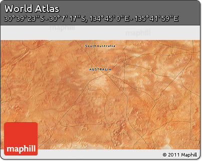 Satellite 3D Map of the Area around 30° 23' 20" S, 135° 13' 29" E