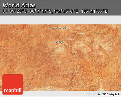 Satellite 3D Map of the Area around 30° 23' 20" S, 135° 13' 29" E