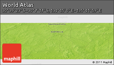 Physical Panoramic Map of the Area around 30° 23' 20" S, 135° 13' 29" E