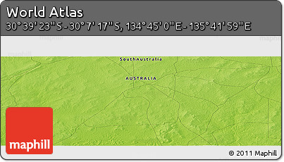 Physical Panoramic Map of the Area around 30° 23' 20" S, 135° 13' 29" E