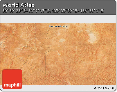 Satellite 3D Map of the Area around 30° 23' 20" S, 136° 4' 29" E