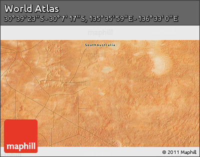 Satellite 3D Map of the Area around 30° 23' 20" S, 136° 4' 29" E