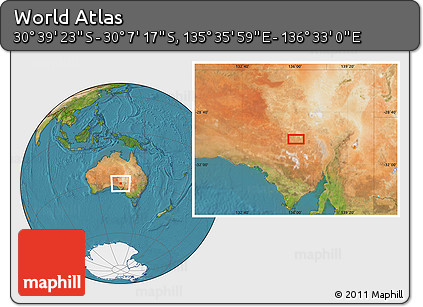 Satellite Location Map of the Area around 30° 23' 20" S, 136° 4' 29" E