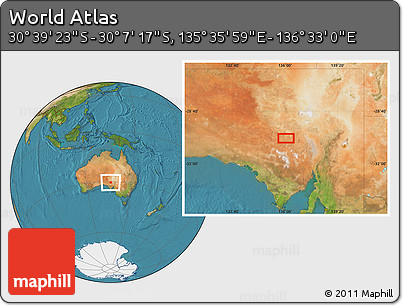 Satellite Location Map of the Area around 30° 23' 20" S, 136° 4' 29" E